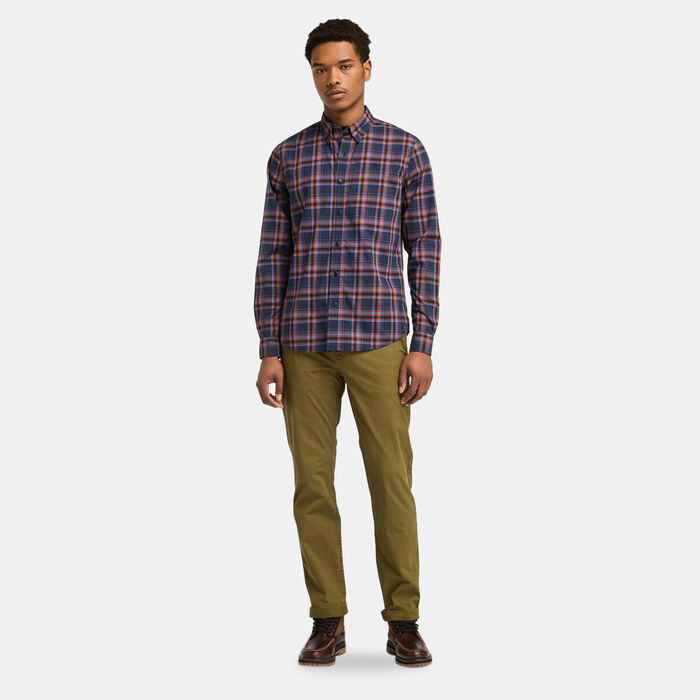 Timberland Men's Stretch Poplin Check Shirt Blue image number 2