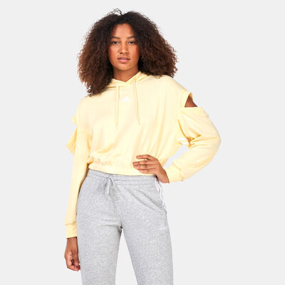 adidas Women's Hyperglam 3-Stripes with Cutout Detail Hoodie yellow