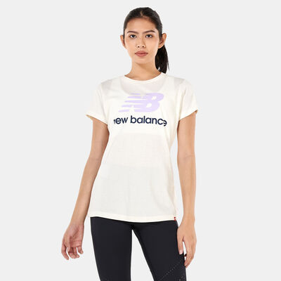 New Balance Women's Essentials Stacked Logo T-Shirt Grey New Balance Women's Essentials Stacked Logo T-Shirt Grey