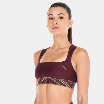 PUMA Women's Mid-Impact Deco Glam Sports Bra Red PUMA Women's Mid-Impact Deco Glam Sports Bra Red
