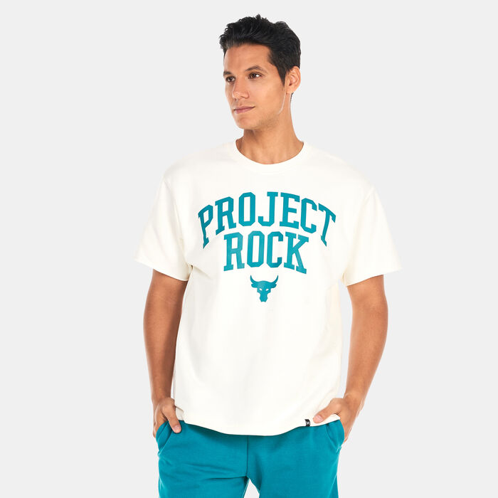 Under Armour Men's Project Rock Heavyweight Terry T-Shirt White Under Armour Men's Project Rock Heavyweight Terry T-Shirt White image number 0