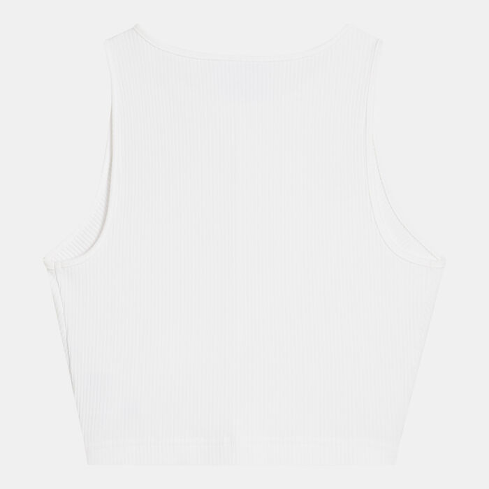 PUMA Women's Essentials Ribbed Crop Top White PUMA Women's Essentials Ribbed Crop Top White image number 1