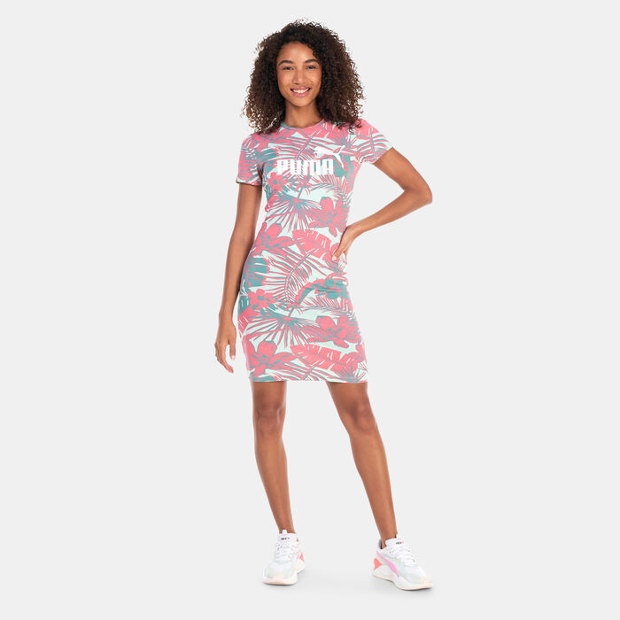 PUMA Women's Essentials+ FLOWER POWER T-Shirt Dress Multi-Color image number 0