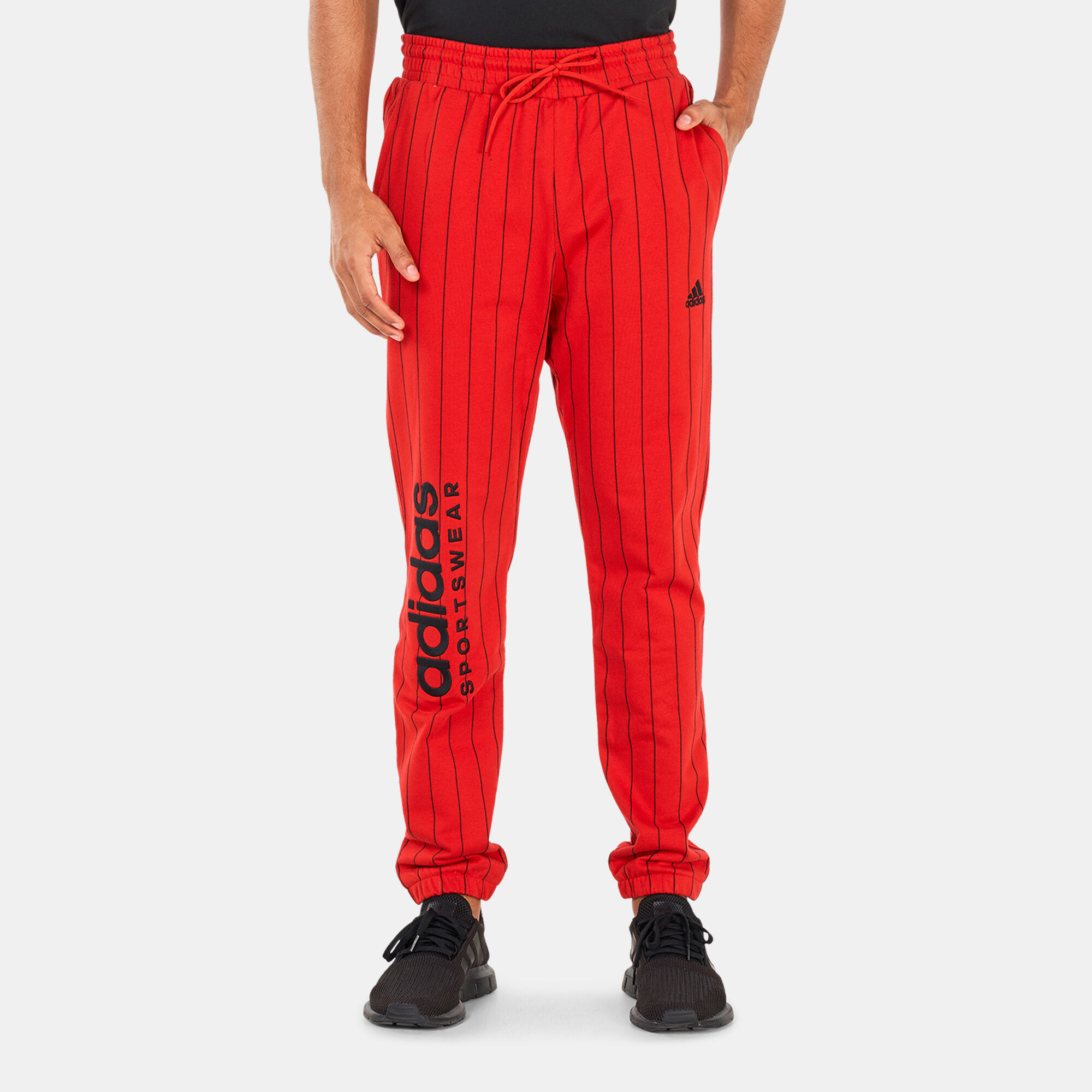 Red adidas fleece pants on sale
