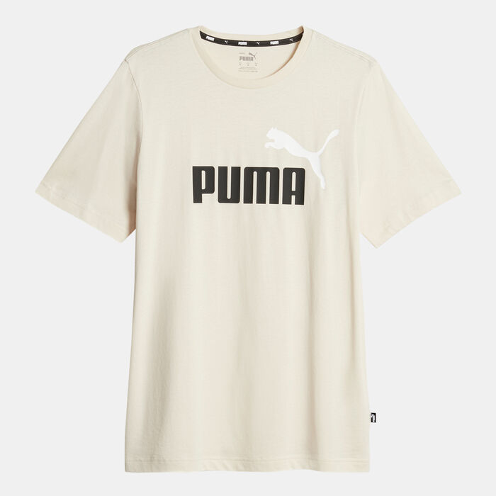 PUMA Men's Essentials+ 2 Colour Logo T-Shirt Beige PUMA Men's Essentials+ 2 Colour Logo T-Shirt Beige image number 0