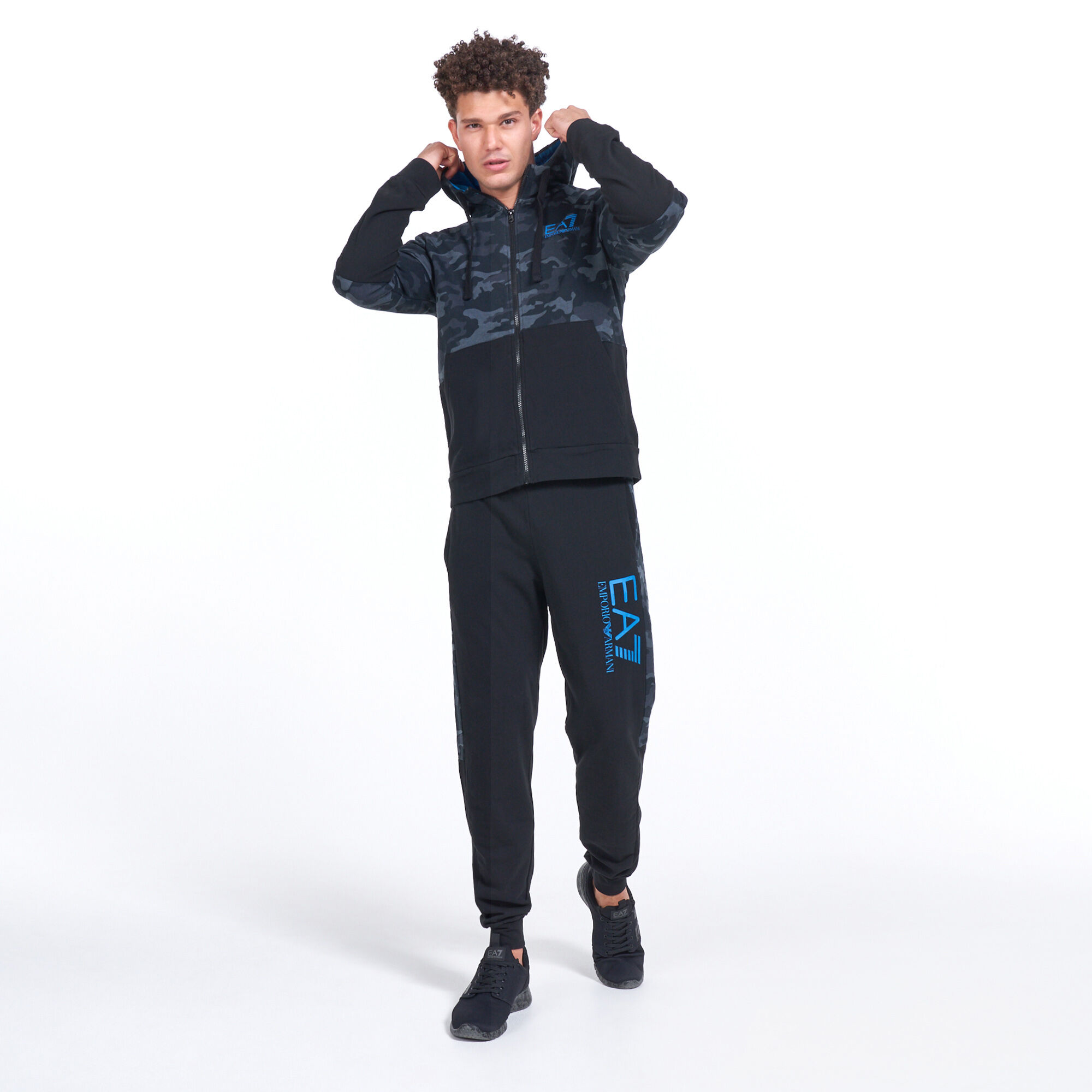 Buy EA7 Emporio Armani Men s Camo Print Zip Hoodie Black in KSA SSS