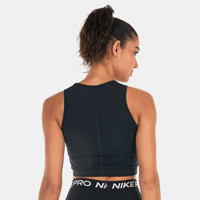 Nike Women's Dri-FIT Graphic Crop Tank Top Black Nike Women's Dri-FIT Graphic Crop Tank Top Black image number 1