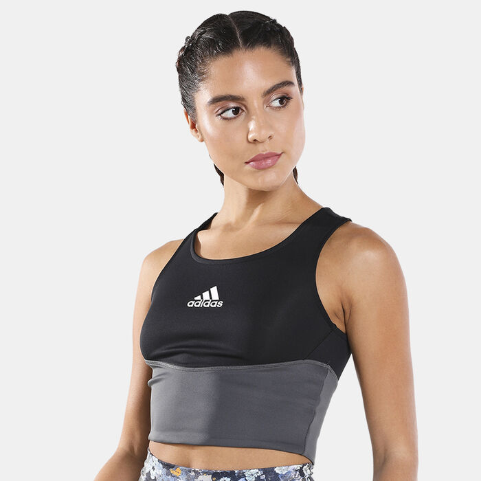 adidas Women's Designed to Move Colorblock 3-Stripes Sports Bra Black image number 0