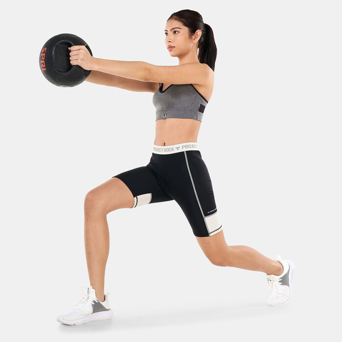 Under Armour Women's Project Rock Bike Shorts Black Under Armour Women's Project Rock Bike Shorts Black image number 2