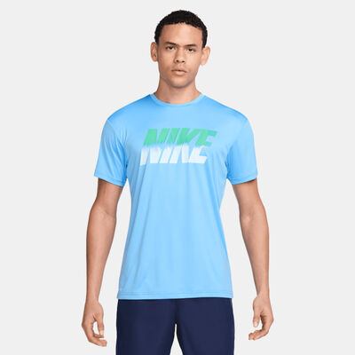 Nike Swim Men's Logo Hydroguard Swimming T-Shirt Blue Nike Swim Men's Logo Hydroguard Swimming T-Shirt Blue