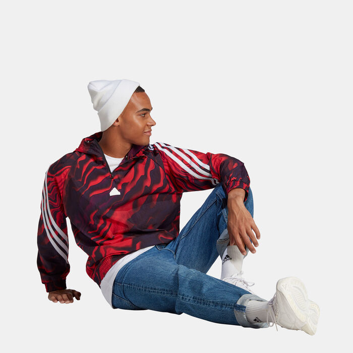 adidas Men's Future Icons Allover Print Hoodie Red adidas Men's Future Icons Allover Print Hoodie Red image number 2