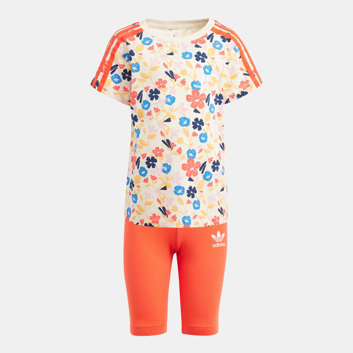 adidas Originals Kids' Floral T-Shirt and Bike Shorts Set (Younger Kids) Multi-Color image number 0