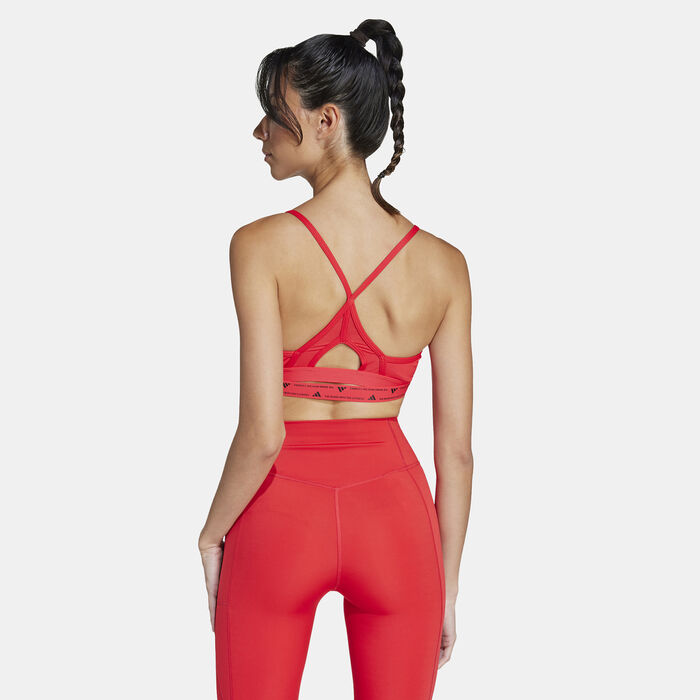 adidas Women's Aeroreact Light-Support Training Sports Bra Orange image number 1