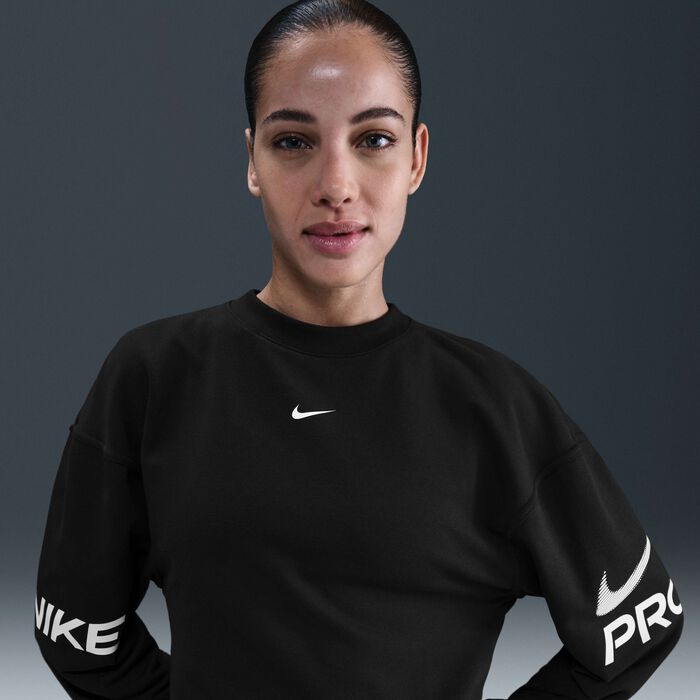 Nike Women's Pro Dri-FIT French Terry Sweatshirt Black Nike Women's Pro Dri-FIT French Terry Sweatshirt Black image number 0