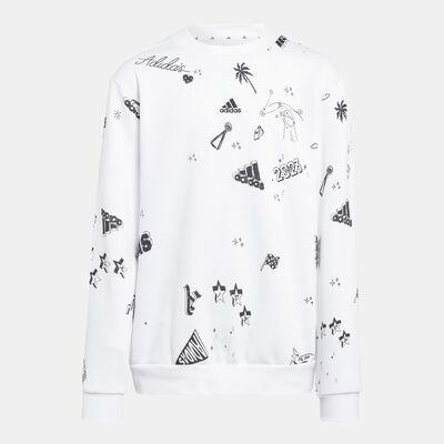 adidas Kids' Brand Love Allover Print Sweatshirt White