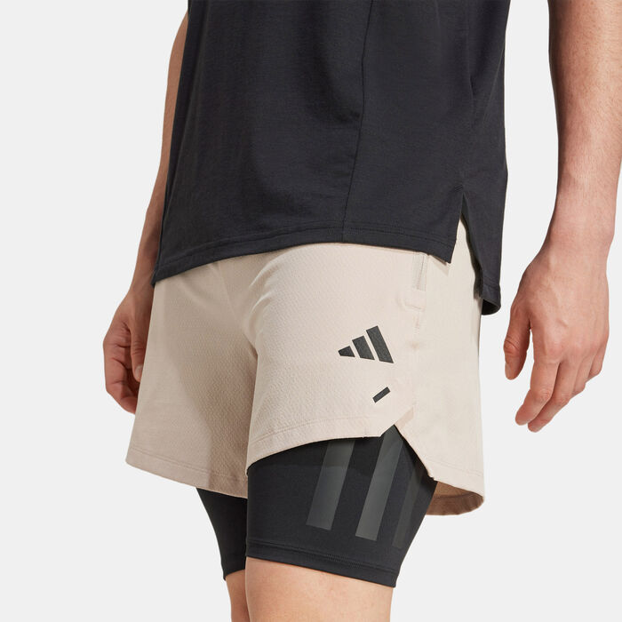 adidas Men's Power 2-In-1 Training Shorts Beige adidas Men's Power 2-In-1 Training Shorts Beige image number 4