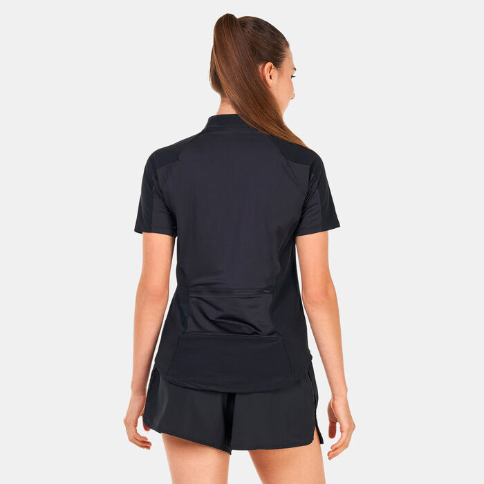 Nike Women's Dri-FIT Air Zip-Up T-Shirt Black Nike Women's Dri-FIT Air Zip-Up T-Shirt Black image number 1