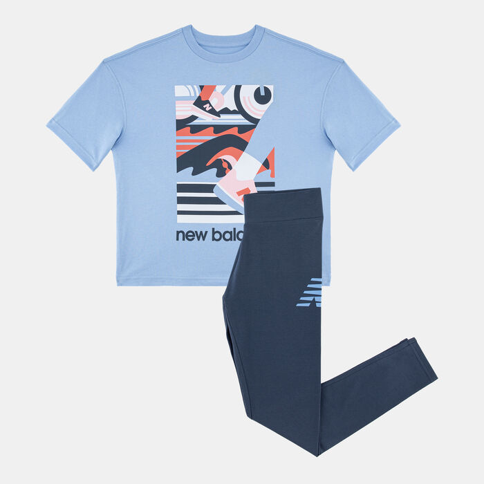 New Balance Kids' Greatest Hits Graphic T-Shirt And Leggings Set Blue New Balance Kids' Greatest Hits Graphic T-Shirt And Leggings Set Blue image number 0
