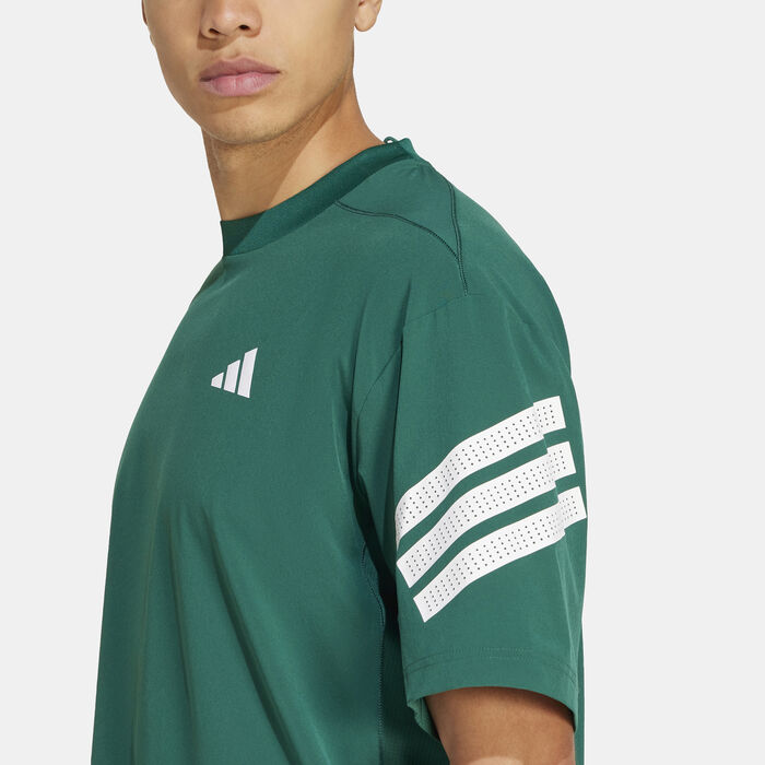 adidas Men's Gym+ 3-Stripes Pump Cover Training Top Green adidas Men's Gym+ 3-Stripes Pump Cover Training Top Green image number 3