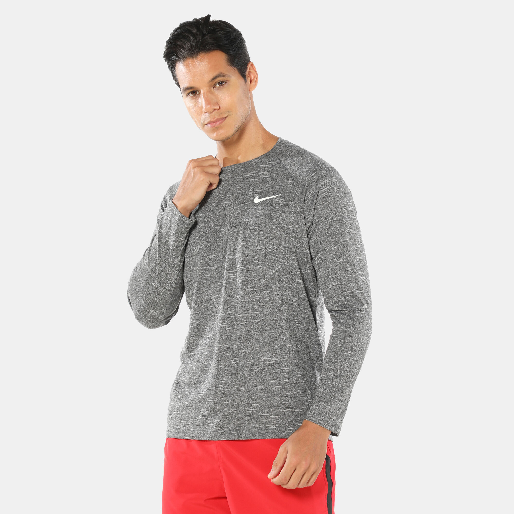 Buy Nike Swim Men s Heather Long Sleeve Rashguard Grey in KSA SSS