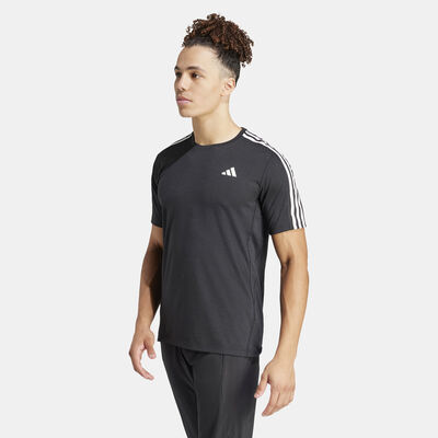 adidas Men's Own the Run 3-Stripes Running T-Shirt Black