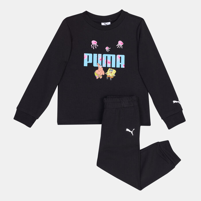 PUMA Kids' x SPONGEBOB Minicat Crew Jogger Set Black PUMA Kids' x SPONGEBOB Minicat Crew Jogger Set Black image number 0