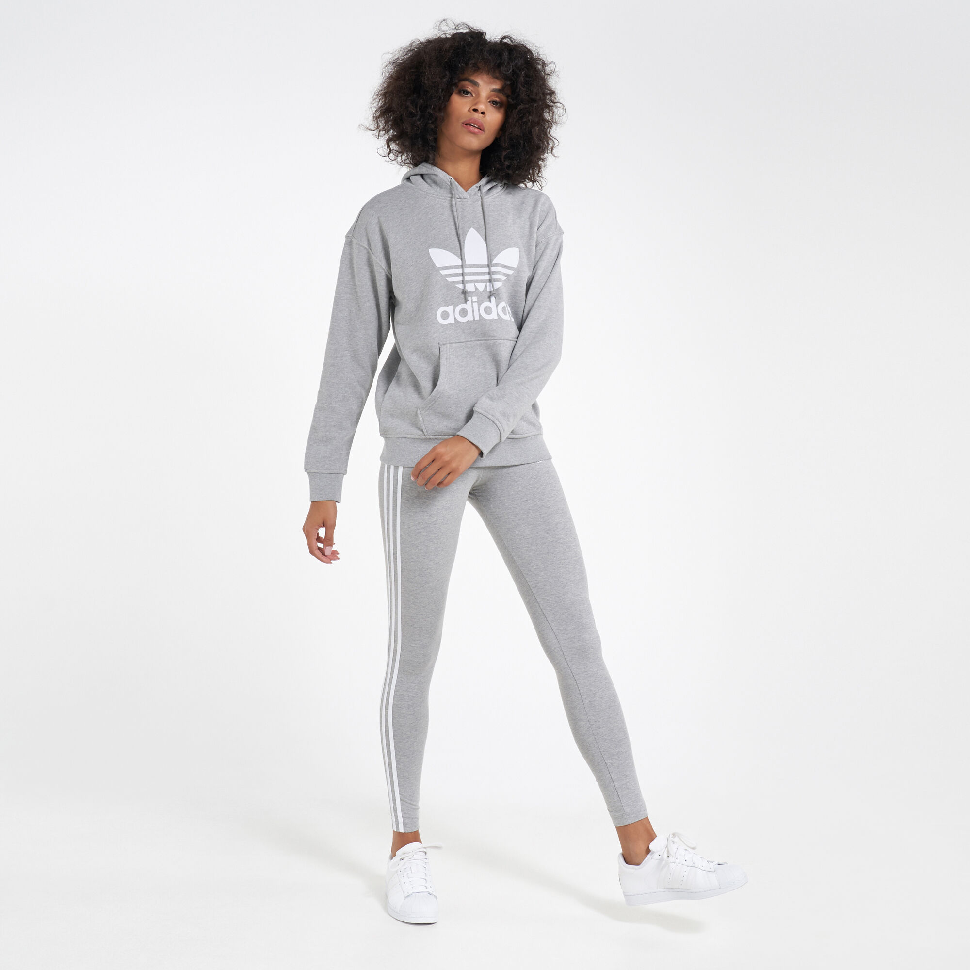 Womens grey on sale adidas trefoil hoodie