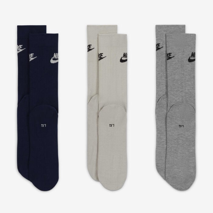 Nike Sportswear Everyday Essential Crew Socks (3 Pairs) Black Nike Sportswear Everyday Essential Crew Socks (3 Pairs) Black image number 2