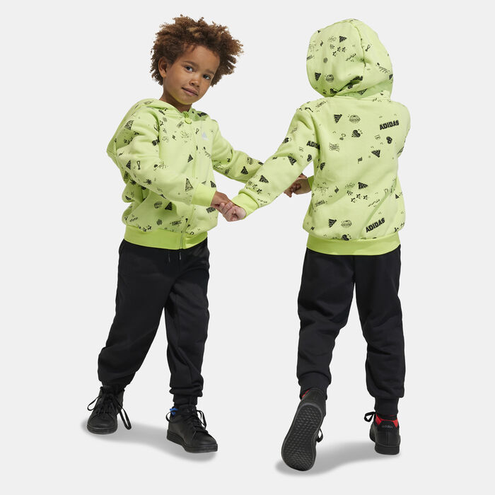 adidas Kids' Brand Love Hooded Tracksuit Green adidas Kids' Brand Love Hooded Tracksuit Green image number 2
