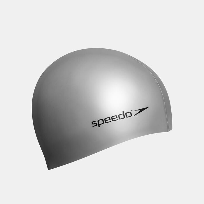 Speedo Plain Flat Silicone Cap Grey image number 0