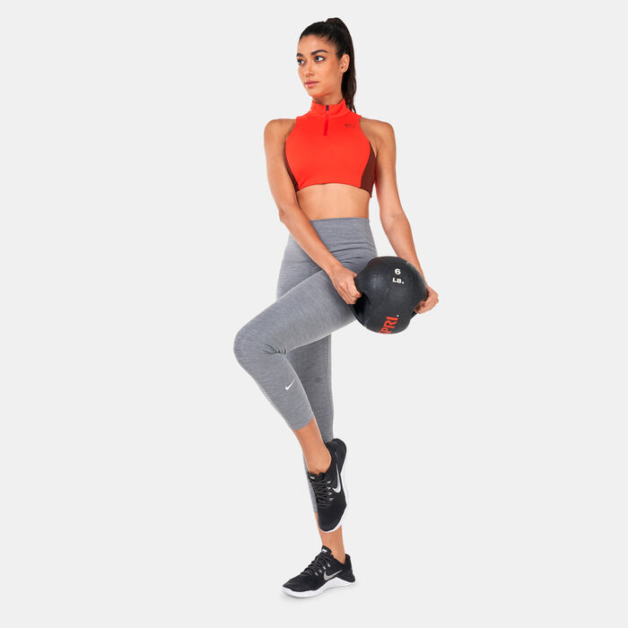 Nike Women's Dri-FIT Swoosh Mock-Zip Sports Bra Red image number 2