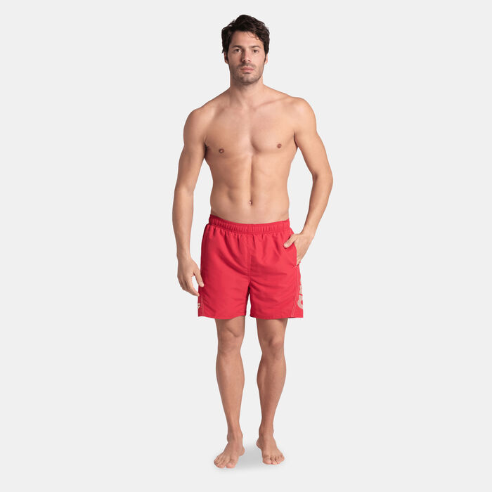 Arena Men's Fundamentals Logo Boxer Swimming Shorts Red Arena Men's Fundamentals Logo Boxer Swimming Shorts Red image number 2