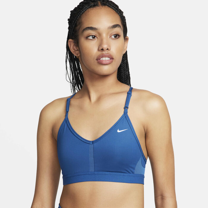 Nike Women's Indy Light-Support Padded V-Neck Sports Bra Blue Nike Women's Indy Light-Support Padded V-Neck Sports Bra Blue image number 2