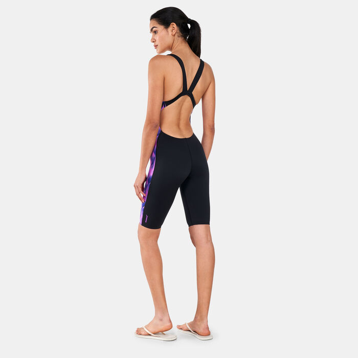 Speedo Women's Leaderback Kneelength Swimsuit Black Speedo Women's Leaderback Kneelength Swimsuit Black image number 1