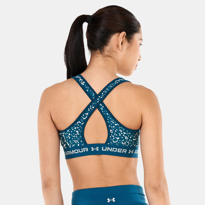 Under Armour Women's Armour Medium Support Printed Sports Bra Green image number 1