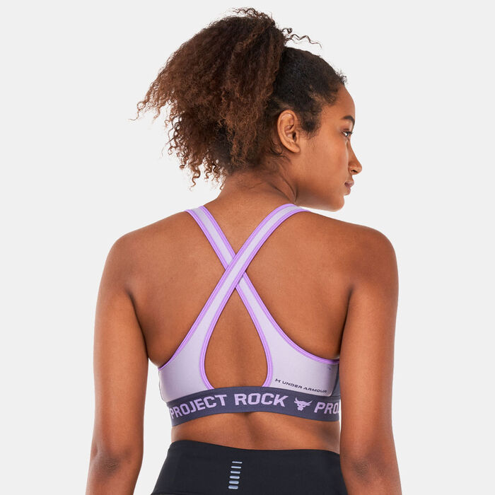 Under Armour Women's Project Rock Crossback Disrupt Sports Bra Purple image number 1