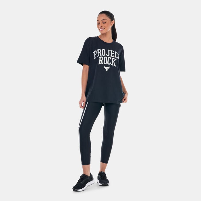 Under Armour Women's Project Rock Heavyweight Campus T-Shirt Black Under Armour Women's Project Rock Heavyweight Campus T-Shirt Black image number 2