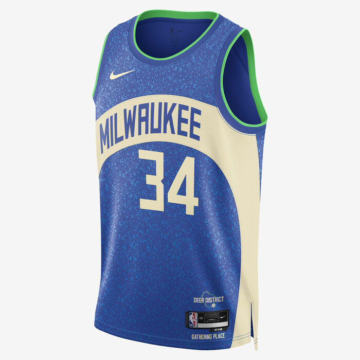 Nike Men's NBA Giannis Antetokounmpo Milwaukee Bucks City Edition 2023/24 Dri-FIT Swingman Jersey Blue Nike Men's NBA Giannis Antetokounmpo Milwaukee Bucks City Edition 2023/24 Dri-FIT Swingman Jersey Blue image number 0