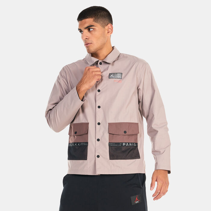 Jordan Men's Paris Saint-Germain Woven Jacket Brown Jordan Men's Paris Saint-Germain Woven Jacket Brown image number 0