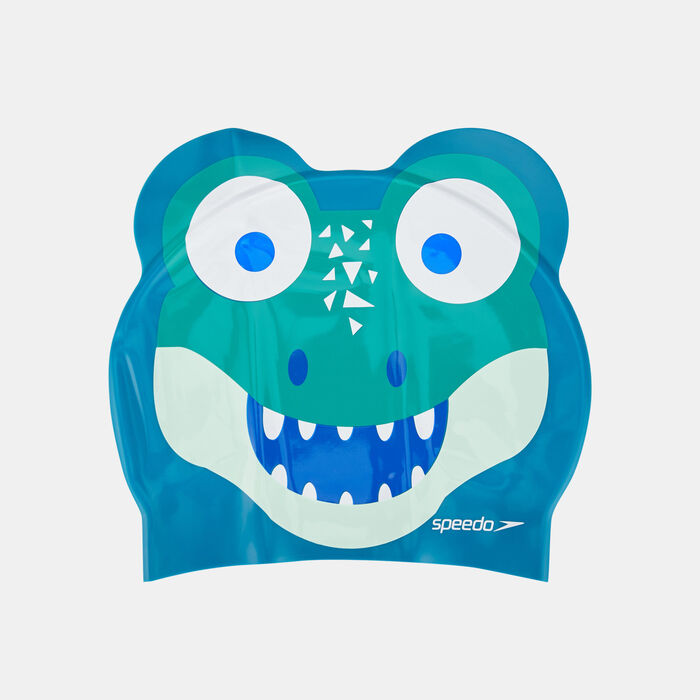 Speedo Kids' Plain Moulded Silicone Swimming Cap Green image number 0