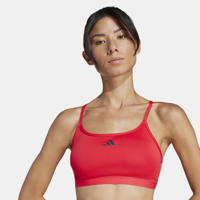 adidas Women's Aeroreact Light-Support Training Sports Bra Orange image number 3