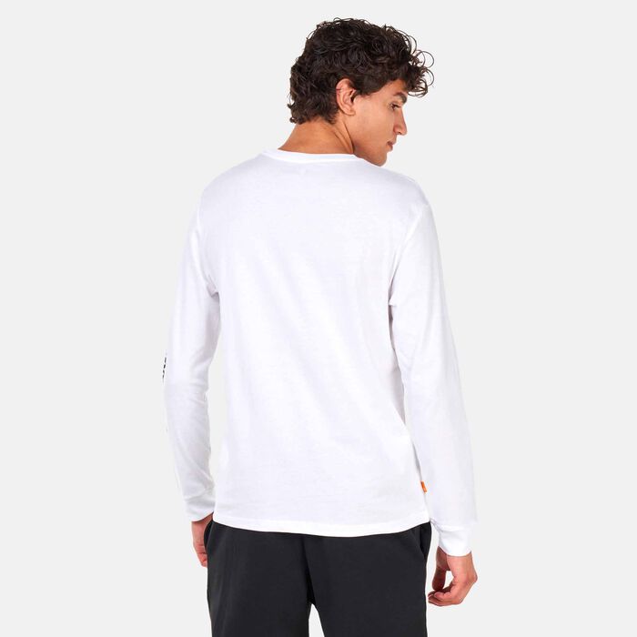 Timberland Men's Stack Logo Long Sleeve T-Shirt White Timberland Men's Stack Logo Long Sleeve T-Shirt White image number 1