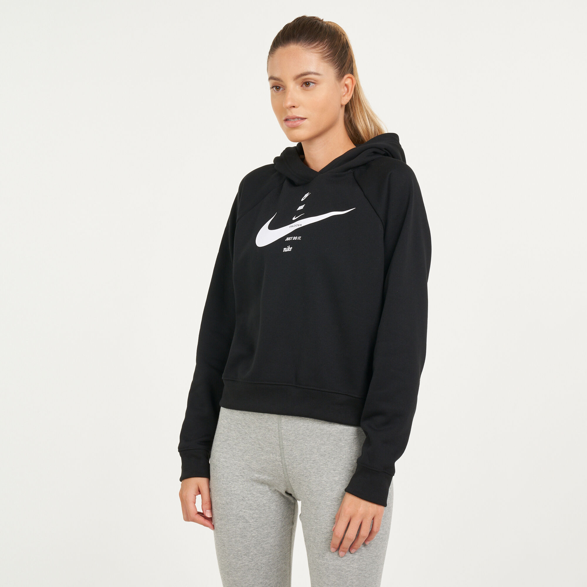 Nike Women's Black Split Color Swoosh Hoodie