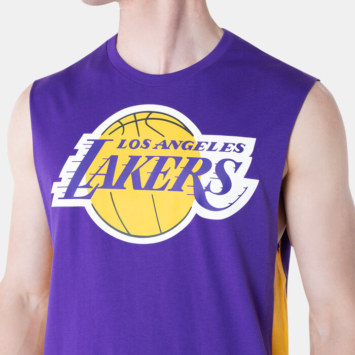 New Era Men's NBA Los Angeles Lakers Panel Sleeveless T-Shirt Purple New Era Men's NBA Los Angeles Lakers Panel Sleeveless T-Shirt Purple image number 3