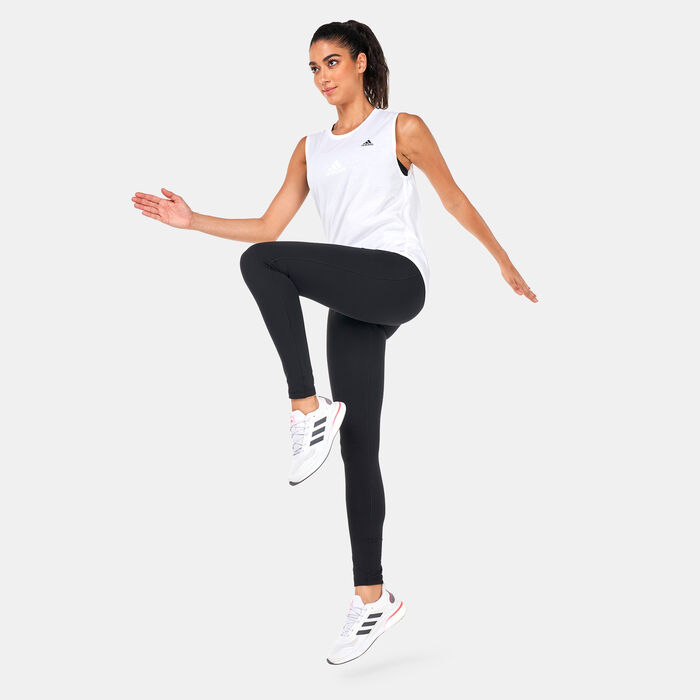 adidas Women's Run Icons Running Muscle Tank Top White adidas Women's Run Icons Running Muscle Tank Top White image number 2