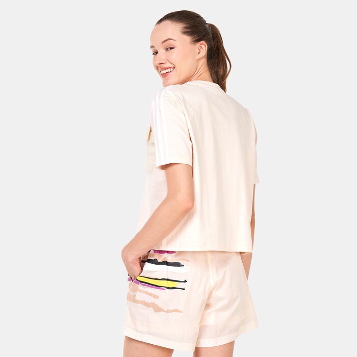 adidas Originals Women's Adicolor Classics Poplin Back T-Shirt White adidas Originals Women's Adicolor Classics Poplin Back T-Shirt White image number 1
