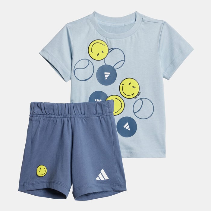 adidas Kids' X Smileyworld Summer T-Shirt and Shorts Set Blue adidas Kids' X Smileyworld Summer T-Shirt and Shorts Set Blue image number 0
