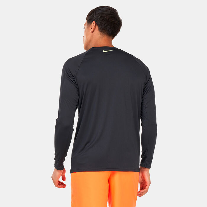 Nike Swim Men's Long Sleeve Rashguard Black Nike Swim Men's Long Sleeve Rashguard Black image number 1