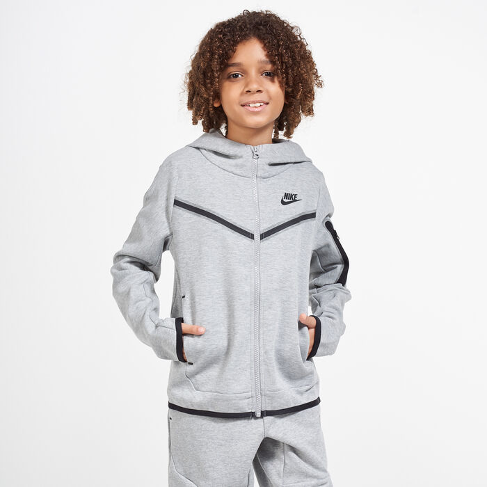 Buy Nike Kids' Sportswear Tech Fleece Hoodie (Older Kids) Grey in KSA -SSS