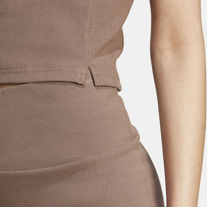 adidas Women's Lounge Ribbed Cropped Tank Top Brown image number 4